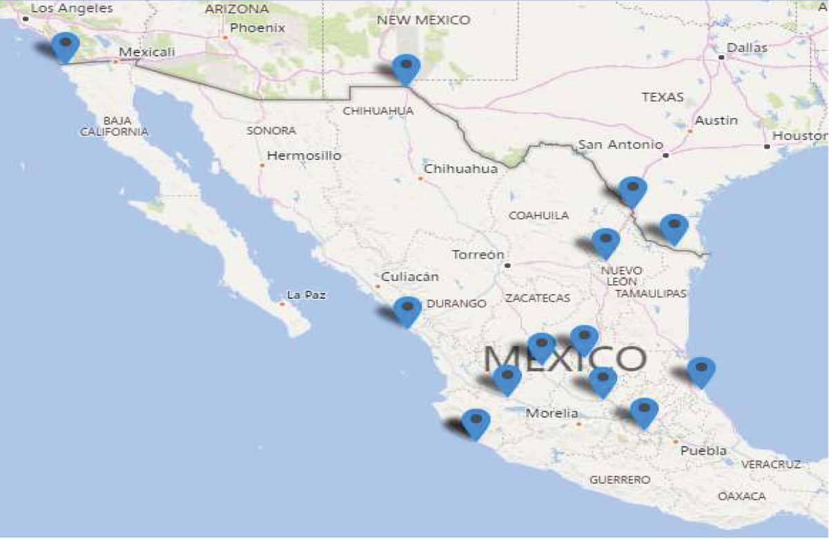 Warehouse Network in Mexico Map